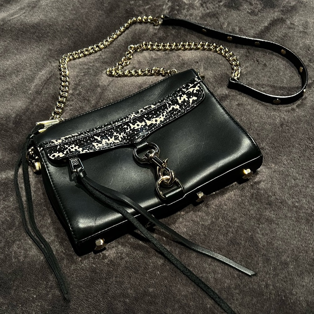 Rebecca Minkoff Convertible MAC “Morning After Clutch” Bag. Black Leather.